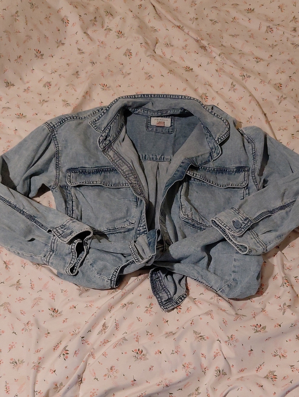 American Eagle Outfitters Light Blue Denim Button-Down Shirt